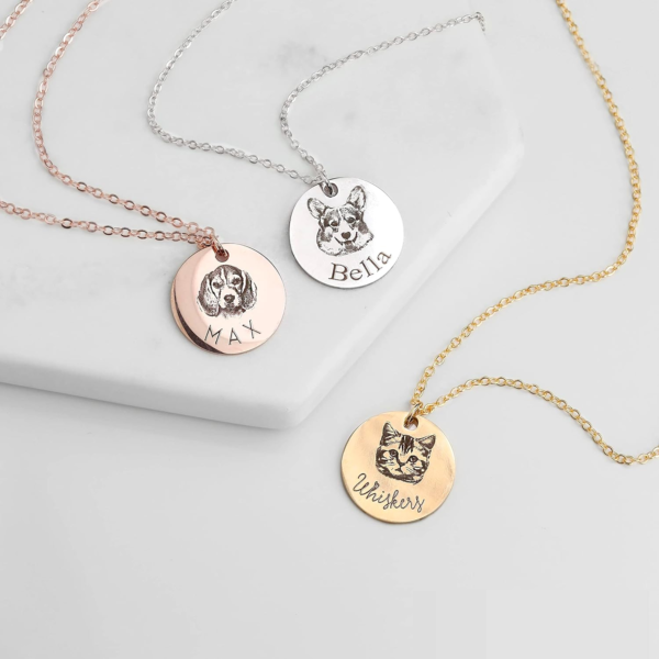PERSONALIZED PET PORTRAIT NAME NECKLACES - 图片 2