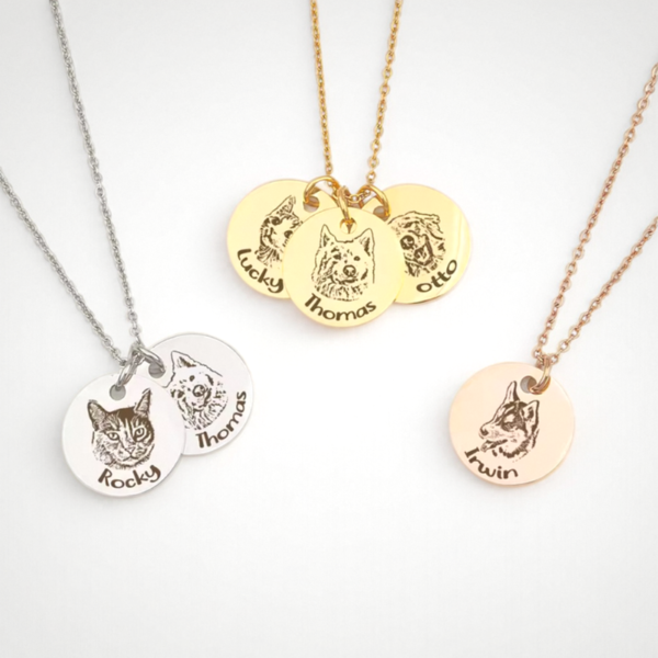 PERSONALIZED PET PORTRAIT NAME NECKLACES - 图片 3